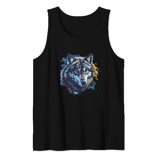 Alpha Wolf Paint Splash Tank Tops