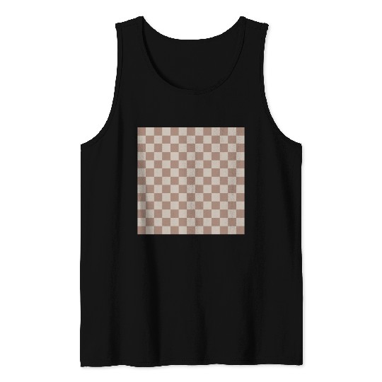 Brown Classic Checkered Big Checkerboard Tank Tops