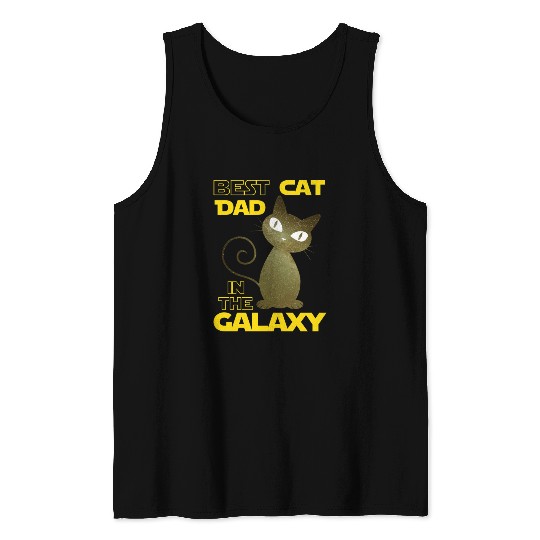Galaxy Cat Best Cat Dad Tank Tops