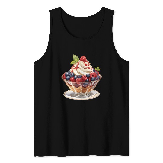Fruity Raspberries and Blueberries Parfait Sundae Tank Tops