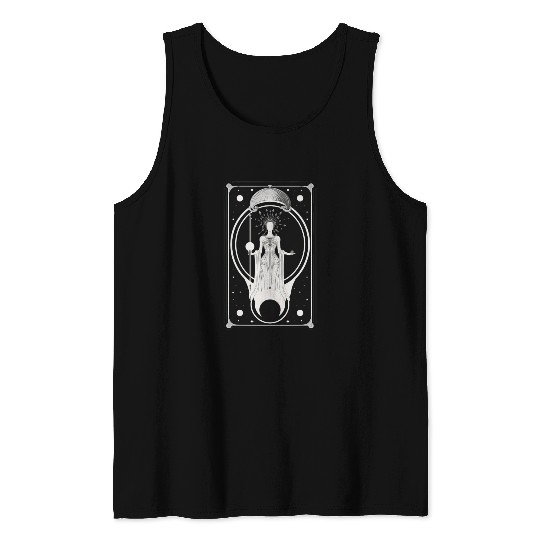 Crescent Moon Tarot Card Astrology Occult Tank Tops