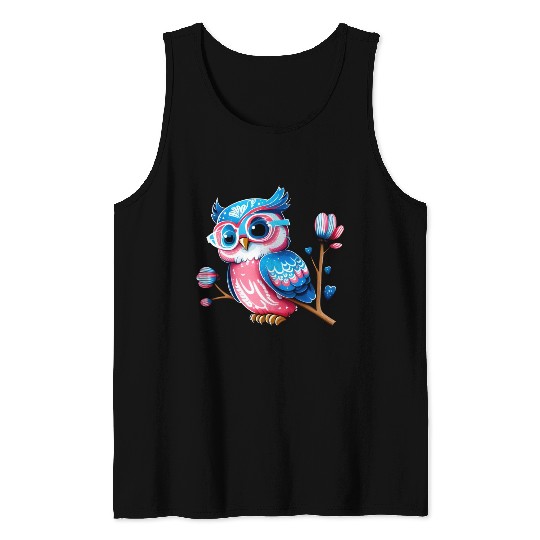 Red White and Blue Owl Tank Tops