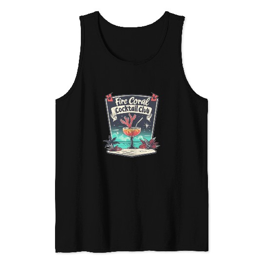 Fire Coral Cocktail Club Tank Tops