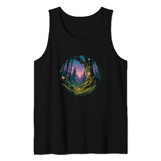 Enchanted Forest: Mystical Twilight Tank Tops