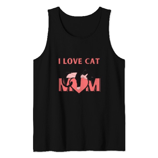I Love Cat Mom Cats Lover Tank Tops