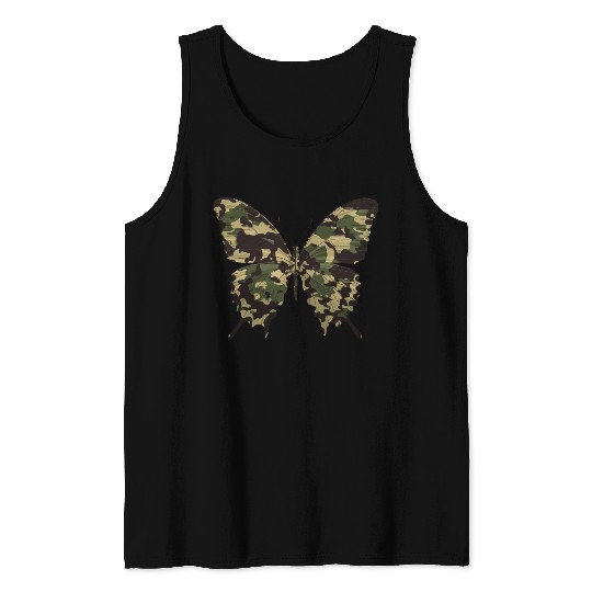 Natural Camouflage Butterfly Tank Tops