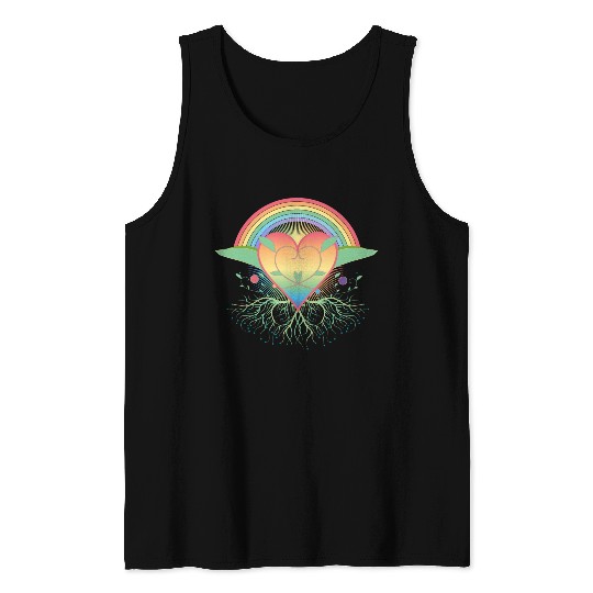 Rainbow heart with roots for Pride Tank Tops