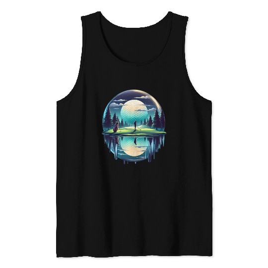 Night Golfer Escape Golfing Twilight Fairway Tank Tops