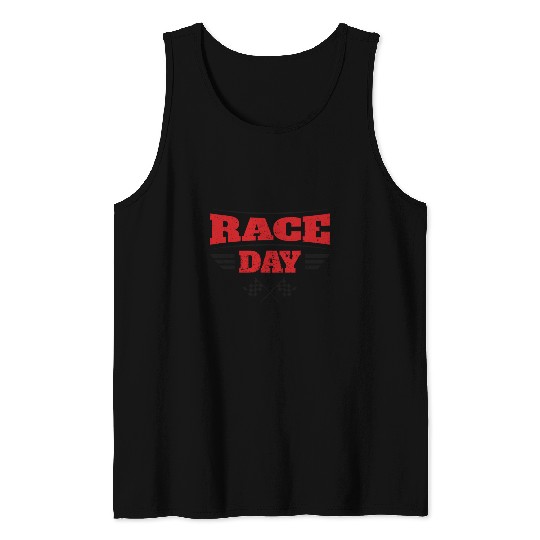 Race Day Car Racing Checkered Flag Tank Tops
