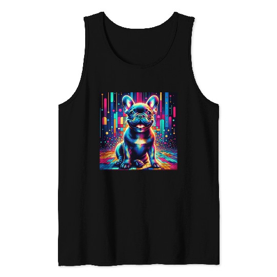 French Bulldog Neon Art Tank Tops
