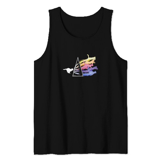 Funny Science Nerd, Geek Cat Physics Rainbow Tank Tops