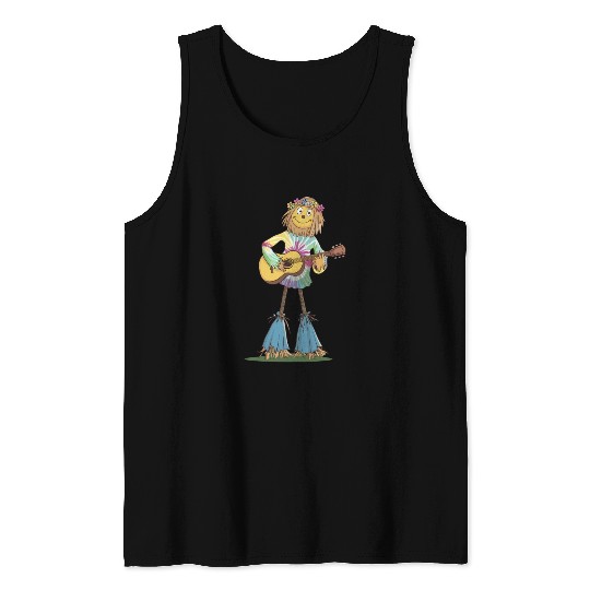 Hippie Scarecrow Playing Guitar Tank Tops
