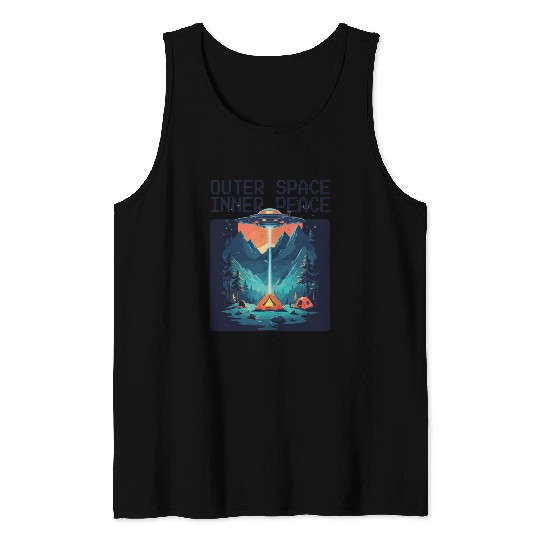 Outer space inner peace camping with UFO Tank Tops