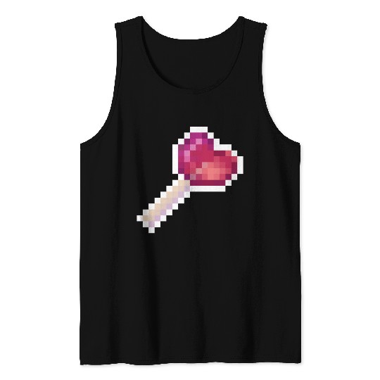 Pixel Art Sprite Cute Heart Lollipop Tank Tops