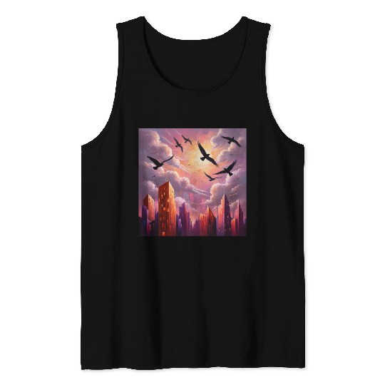 Geometric Twilight City Tank Tops