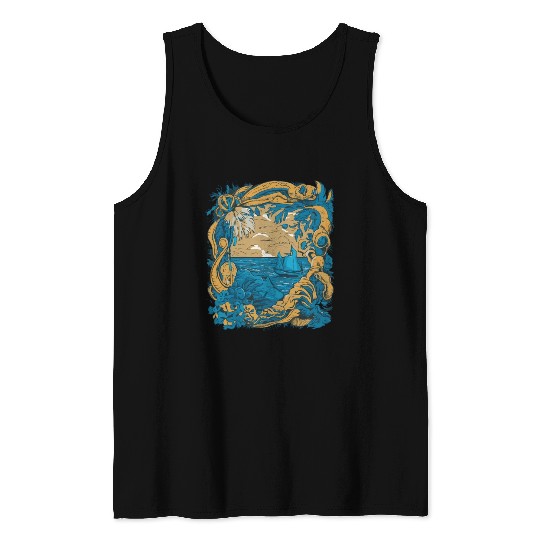 Sun Kissed Shores A Mediterranean Odyssey Tank Tops