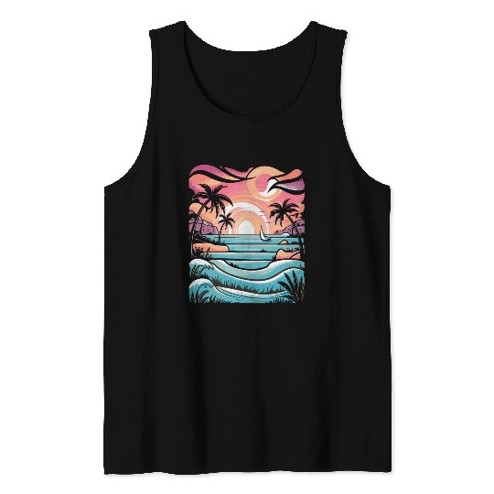 Azure Embrace Mediterranean Dreamscapes Tank Tops