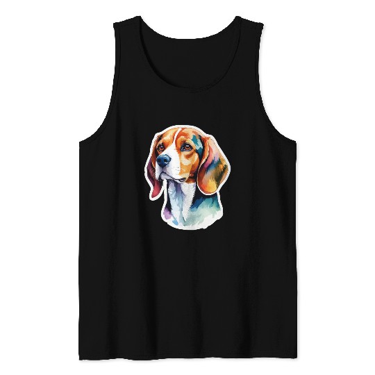 Beagle Watercolor Tank Tops