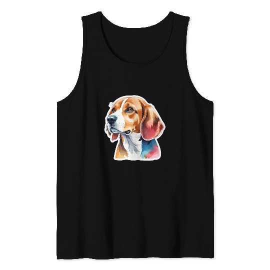 Beagle Watercolor Tank Tops