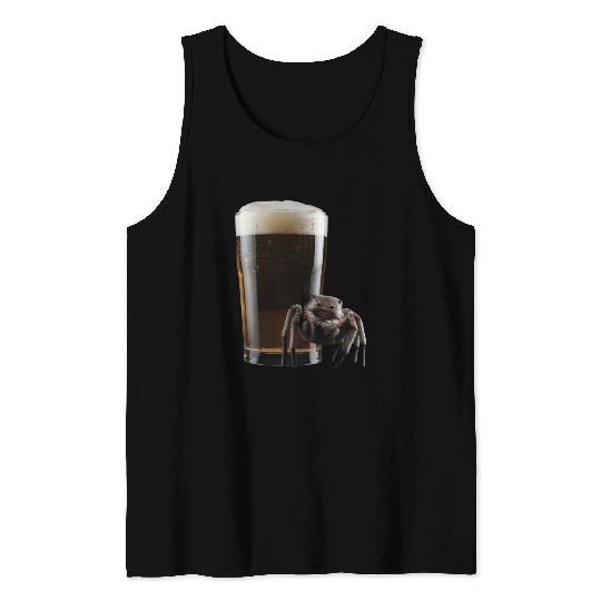 Spider Drinking Beer Realistic Tank Tops
