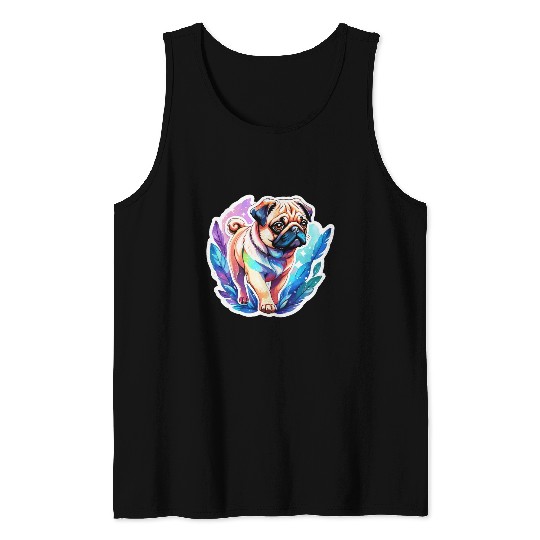 Pug Watercolor Tank Tops