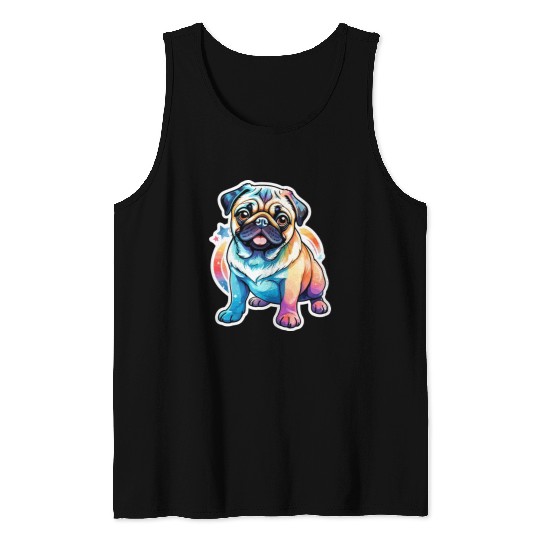 Pug Watercolor Tank Tops