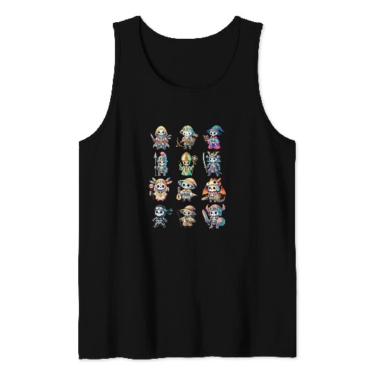Skeleton Adventure Dungeon Characters Fantasy Tank Tops