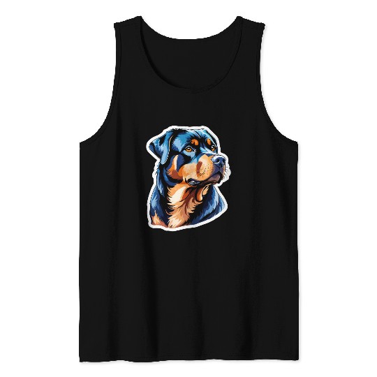 Rottweiler Watercolor Tank Tops