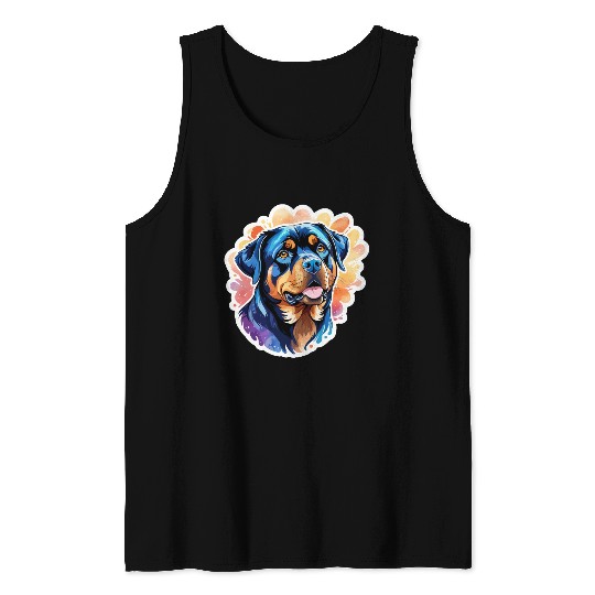 Rottweiler Watercolor Tank Tops