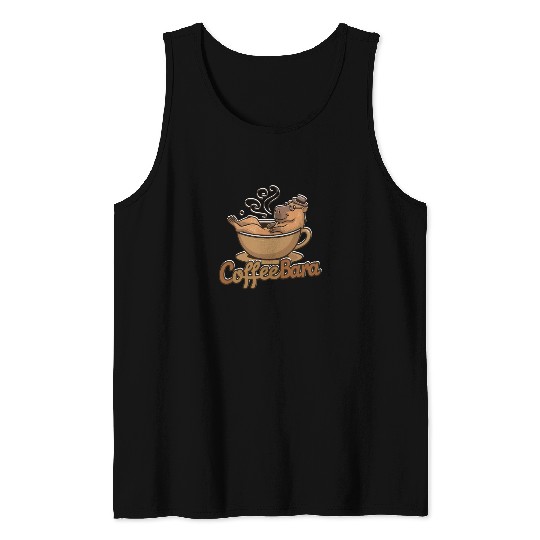 Coffeebara Capybara Coffedrinker Tank Tops