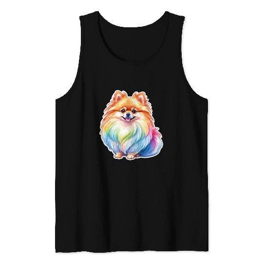 Pomeranian Watercolor Tank Tops