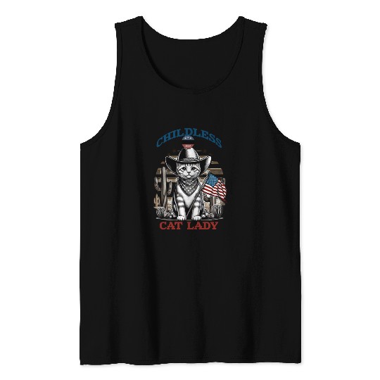 VOTE Like a Childless Cat Lady Funny Voting Kamala Tank Tops