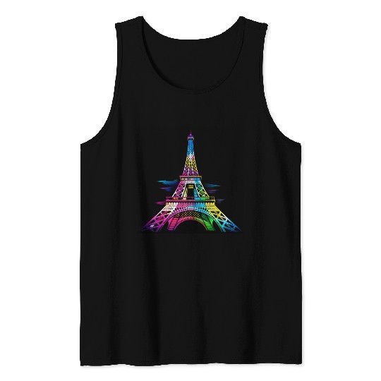 Street style graphic design of the Eiffel Tower Tank Tops