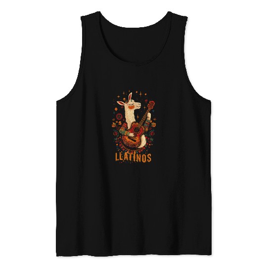llatinos llama Playing Guitar Tank Tops