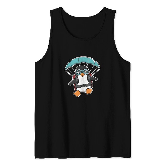 Parachuting Penguin With Goggles Tank Tops