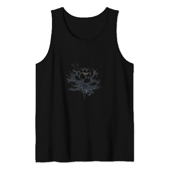 Modern Lotus with Brushstroke Effect Tank Tops