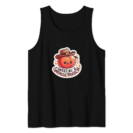 Sweet as a Georgia Peach Sticker Tank Tops
