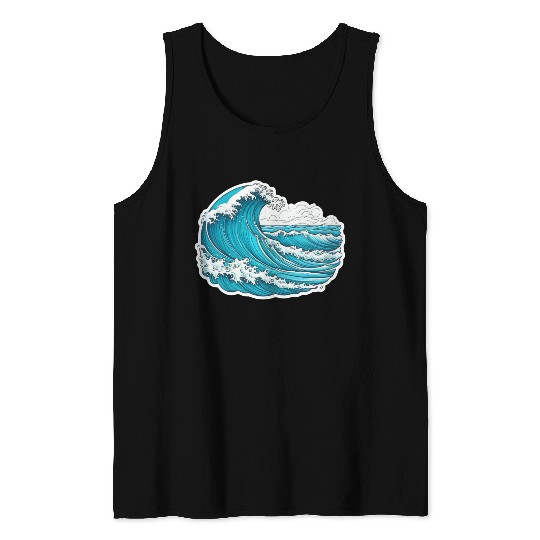 Serene Blue Ocean Waves Tank Tops
