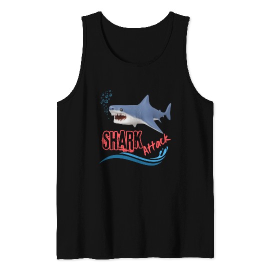 A different unique colorful shark attack design Tank Tops