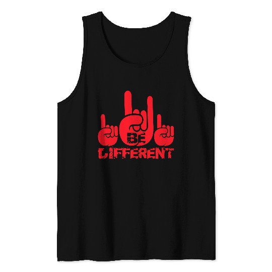 3 Be Different Heavy Metal Hard Rock Hand Gesture Tank Tops