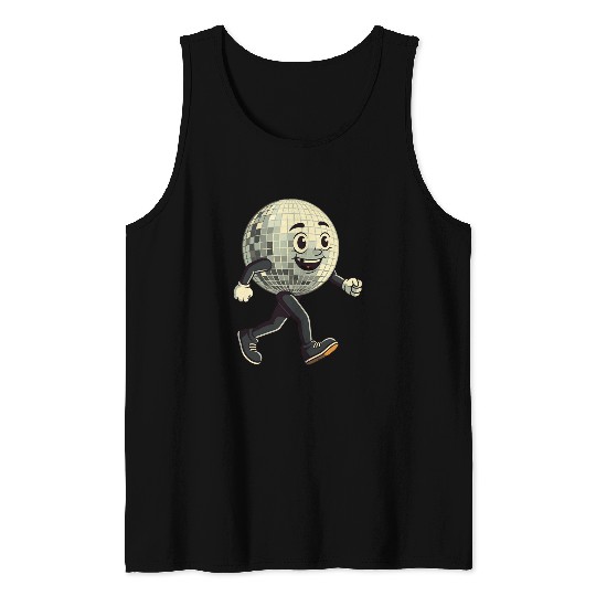 Disco Ball Walking - Retro Funk in Motion Tank Tops