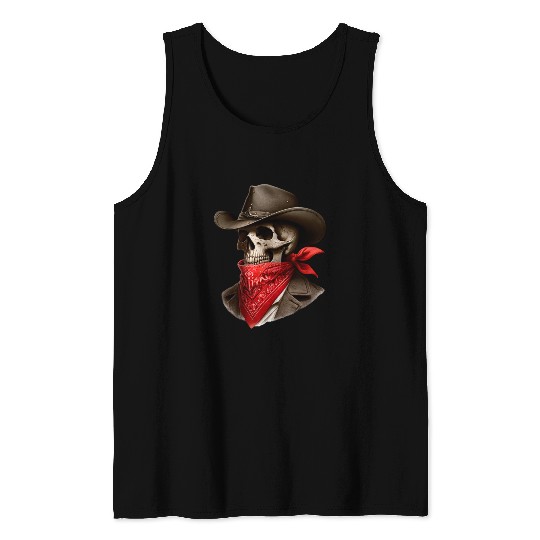 Cowboy Skeleton Skull Bandit Tank Tops