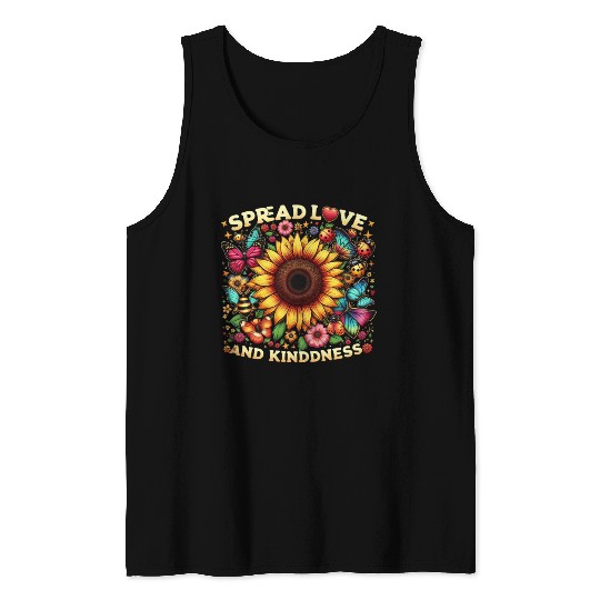 Spread Love & Kindness Sunflower Design Tank Tops