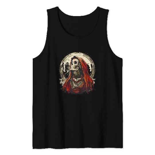 Santa Muerte Saint Death Mexican Sugar Skull Tank Tops
