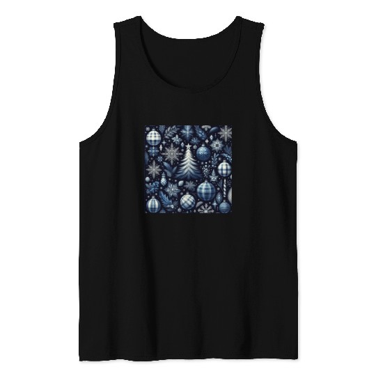 flannel blue and white christmas Tank Tops
