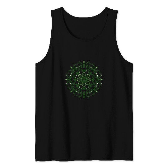 Elegant Green Mandala Design Tank Tops
