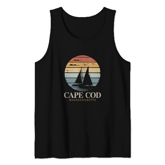 Cape Cod Vintage SunsetMassachusetts Sailing Tank Tops