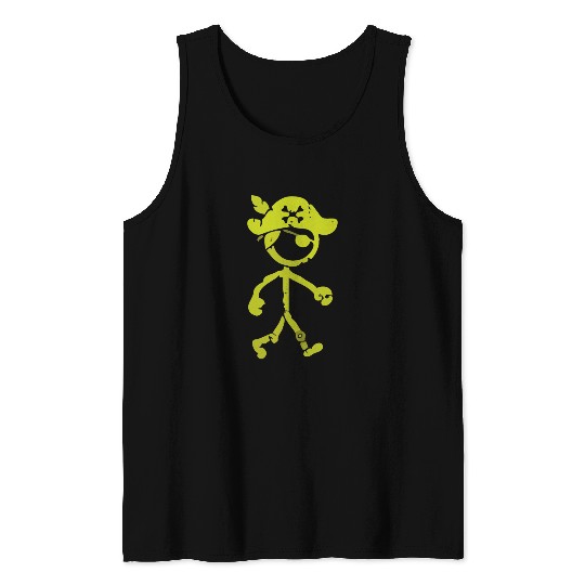 Pirate Stick Figure Tank Tops Distressed Yellow