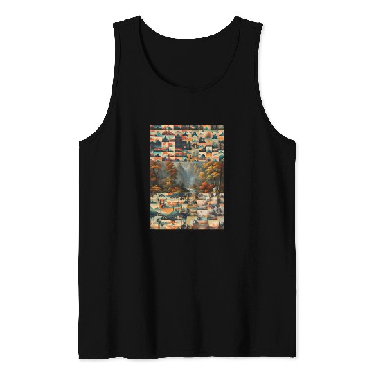 Colorful Mountain Forest Tank Tops