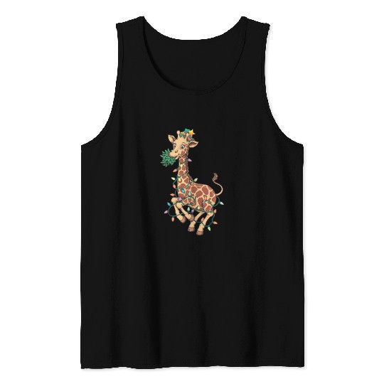 Funny Christmas Tree Giraffe Lover Gift Love Giraf Tank Tops